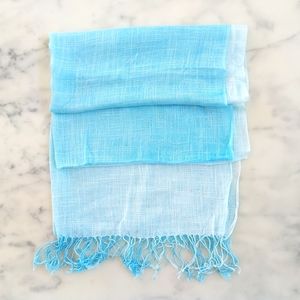 NWOT. 100% Linen two shades of blue scarf.